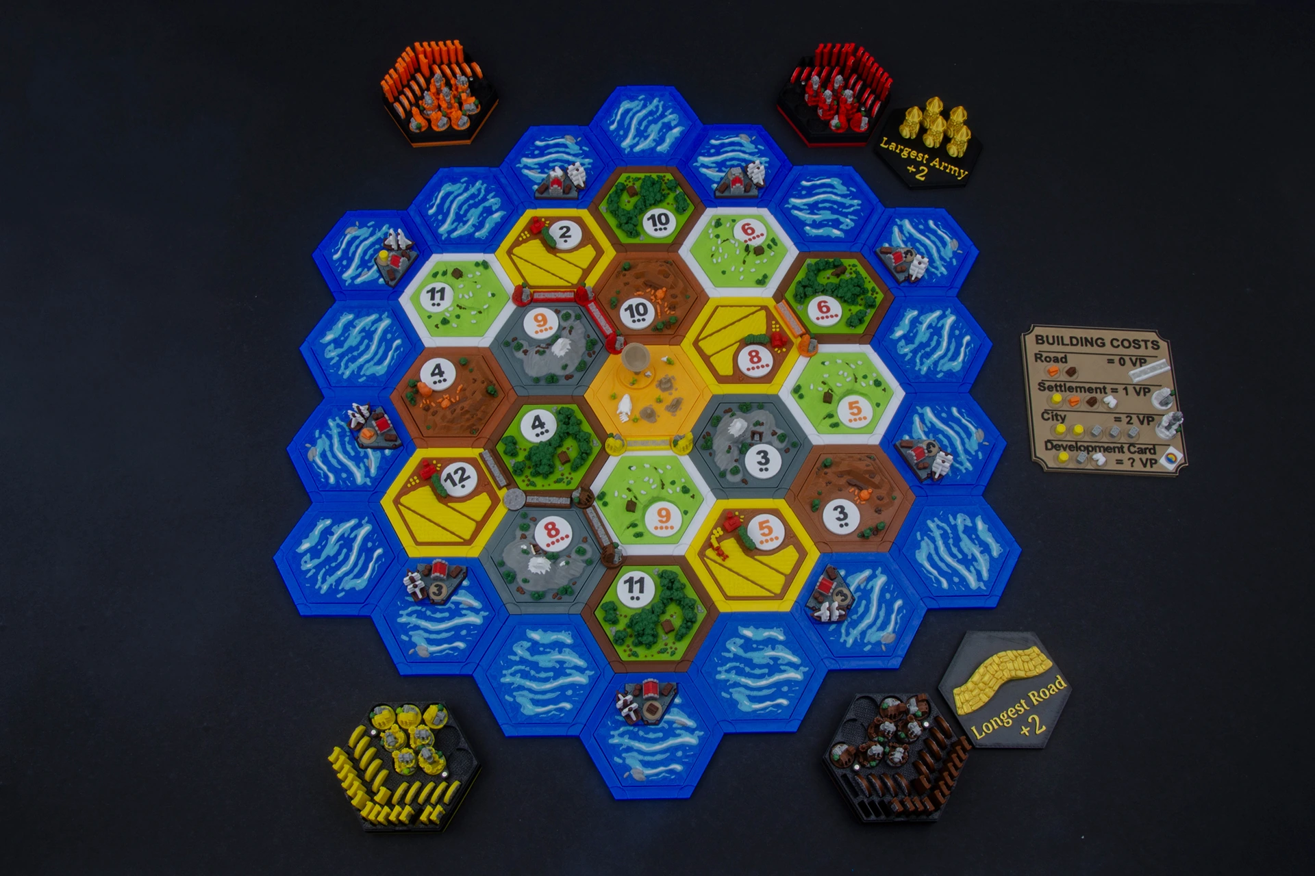 DELUXE Settler of Catan 3D upgrade kit for 3-4 players (sturdy hard plastic box)
